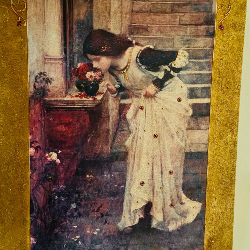 Vintage Style Art Print with Gold Accents